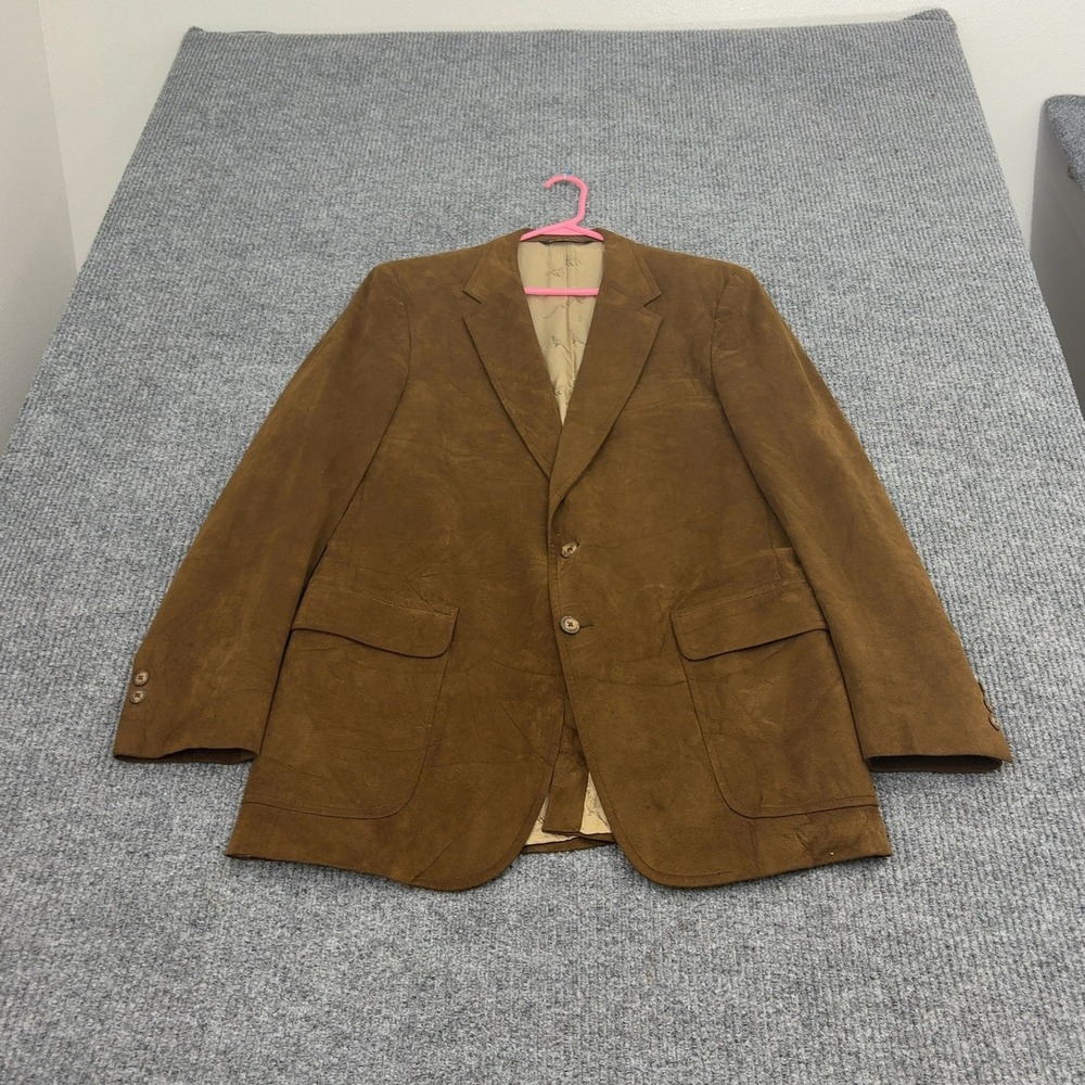 Vintage Kingsridge Blazer Mens 42 Brown Suede Two Button Sport Coat Classic